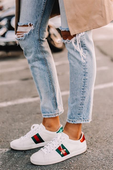 what to wear with gucci glitter sneakers|women's outfits for Gucci shoes.